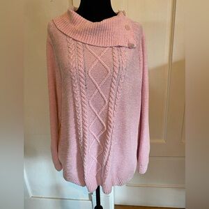 Alia Light Pink Cowl Neck Chenille Sweater